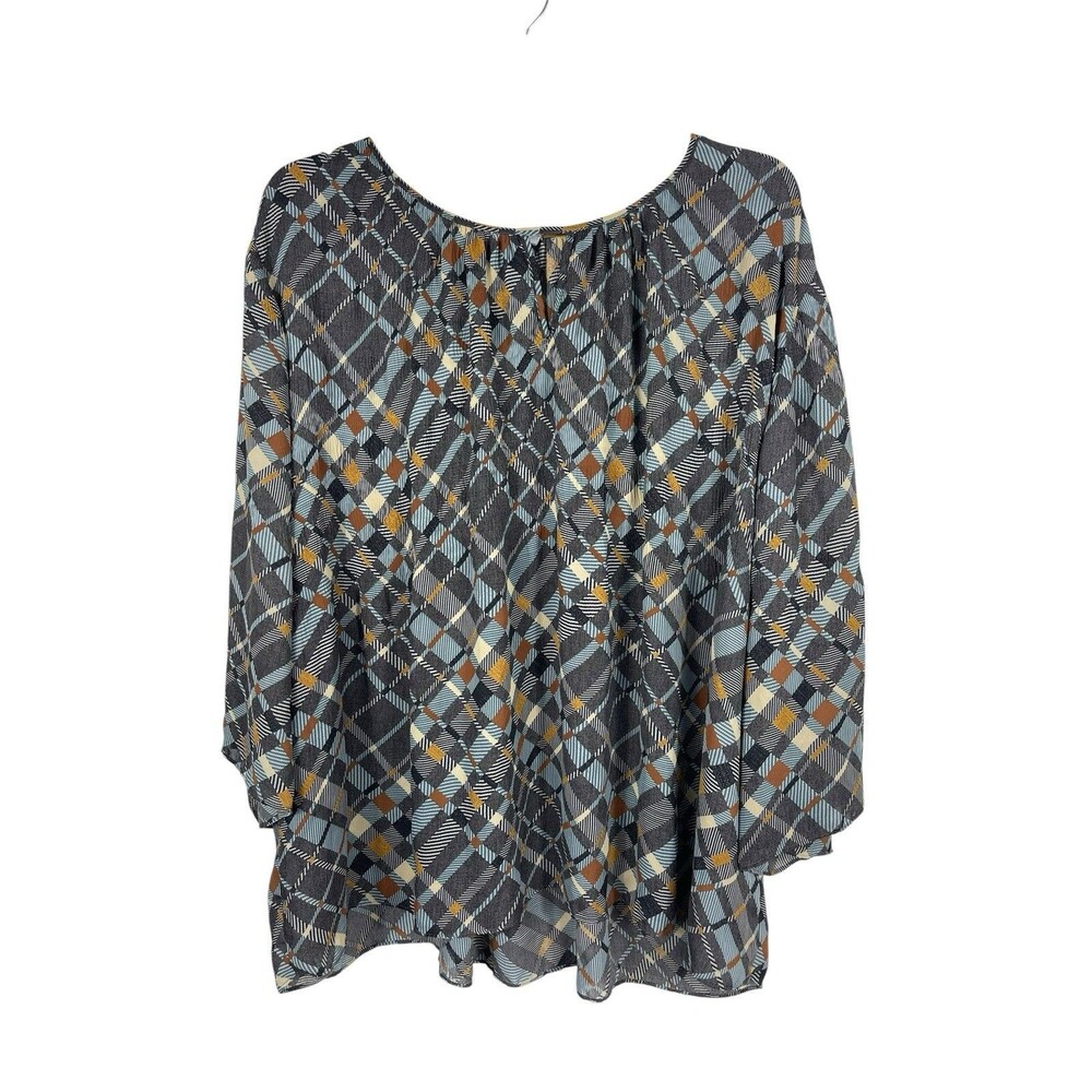 Floral & Ivy Blouse Womens 3X Boho Peasant Top Flowy Sheer Sleeve Tunic Relaxed